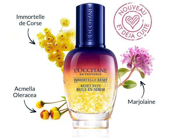 Fruit de trois plantes aux vertus régénérantes et lissantes, Immortelle Reset vous offre une peau hydratée, lumineuse et rajeunie dès la 1ère utilisation.
