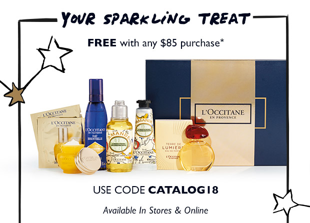 Your FREE Sparking Treat with purchase* USE CODE CATALOG18