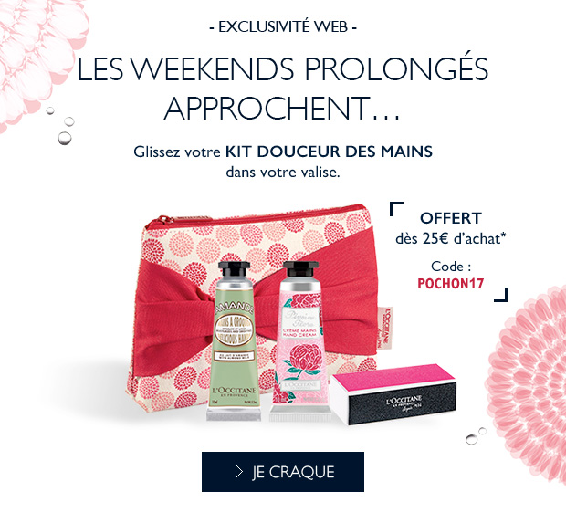 Glissez votre KIT DOUCEUR DES MAINS dans votre valise