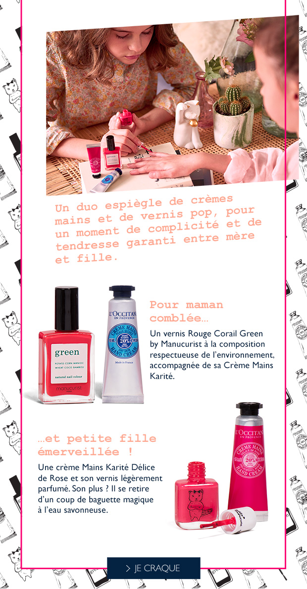 Un duo espigle de crmes mains et de vernis pop, pour un moment de complicit et de tendresse garanti entre mre et fille.