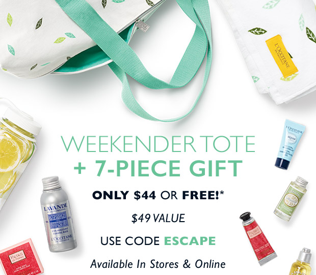 Weekender Tote + 7-Piece Gift Only $44 or FREE* USE CODE ESCAPE. SHOP NOW.