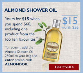 Almond shower oil (yours for $15 when you spend $60)