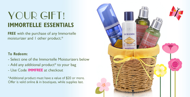 FREE with the purchase of any Immortelle moisturizer and 1 other product
