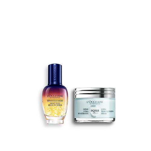 Duo Immortelle Reset Nuit Et Crème Ultra Désaltérante Aqua Réotier - L'Occitane en Provence
