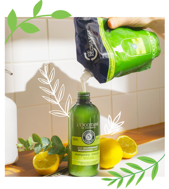 Utilisant 65 à 90% de plastique en moins qu'une bouteille ordinaire, nos éco-recharges sont à la fois pratiques et respectueuses de la nature. 