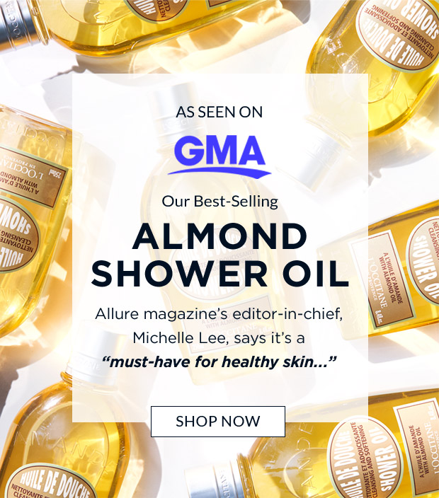 AS SEEN ON GMA: ALMOND SHOWER OIL. SHOP NOW.