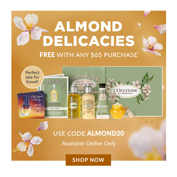 FREE WITH ANY $65 PURCHASE* USE CODE ALMOND20