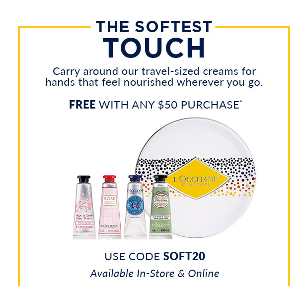 FREE WITH WITH ANY $50 PURCHASE* USE CODE SOFT20