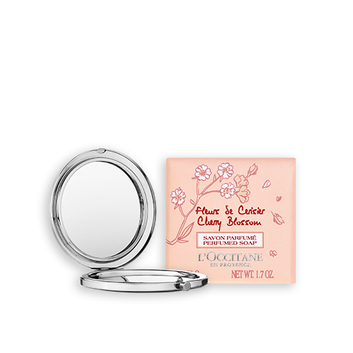 Vista 2 L'OCCITANE Duo Sabonete Flor de Cerejeira e Espelho de Bolsa L'OCCITANE en Provence L'OCCITANE en Provence