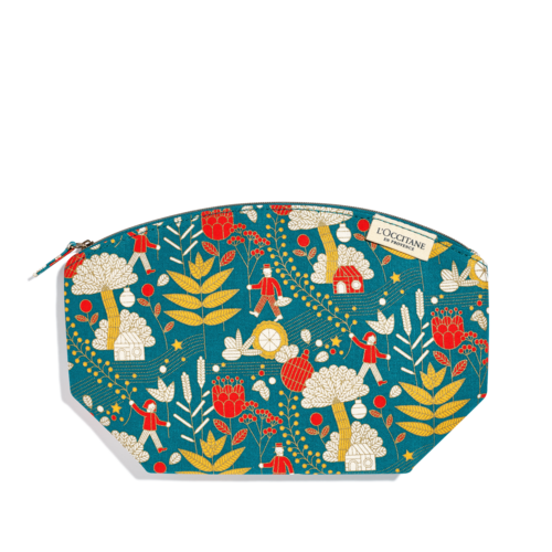 Illustrated Blue Cosmetic Bag